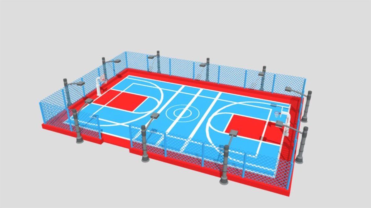 Bản vẽ 3d sân bóng rổ