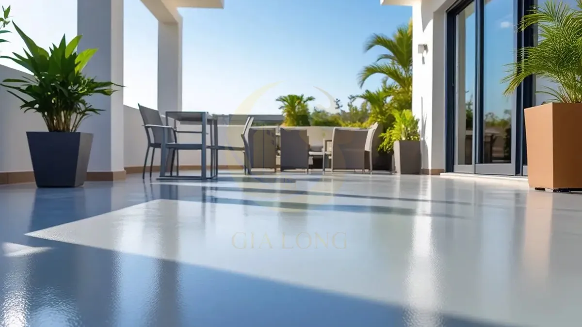 Epoxy ngoài trời – bền màu, kháng UV Sơn epoxy ngoài trời kháng UV cho sân nội bộ hở