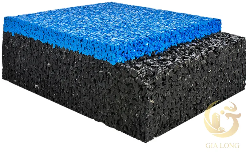 Mẫu sàn cao su 2 lớp bao gồm lớp đệm Sbr và lớp mặt Epdm