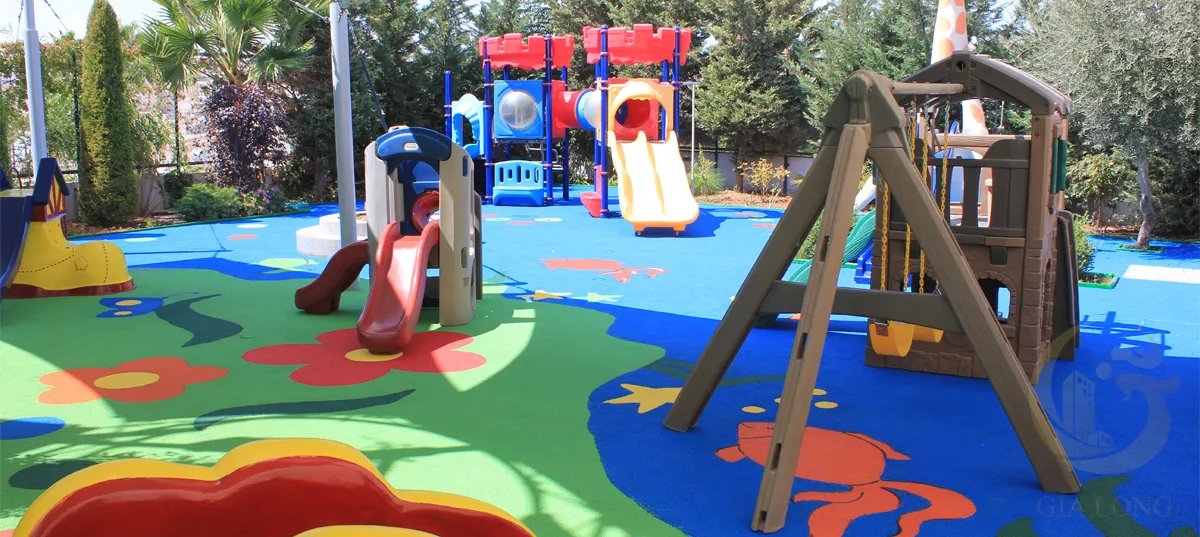 Ứng dụng sàn Epdm cho sân chơi trẻ em, khu vui chơi với họa tiết bắt mắt